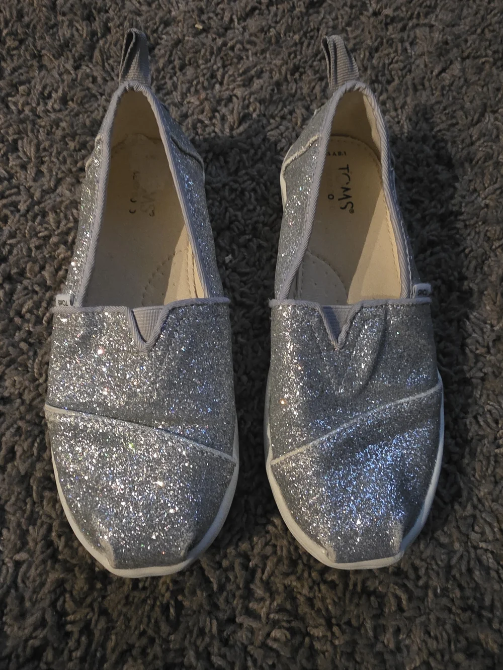 Toms Kids Glitter Slip-On Moccasins - Silver